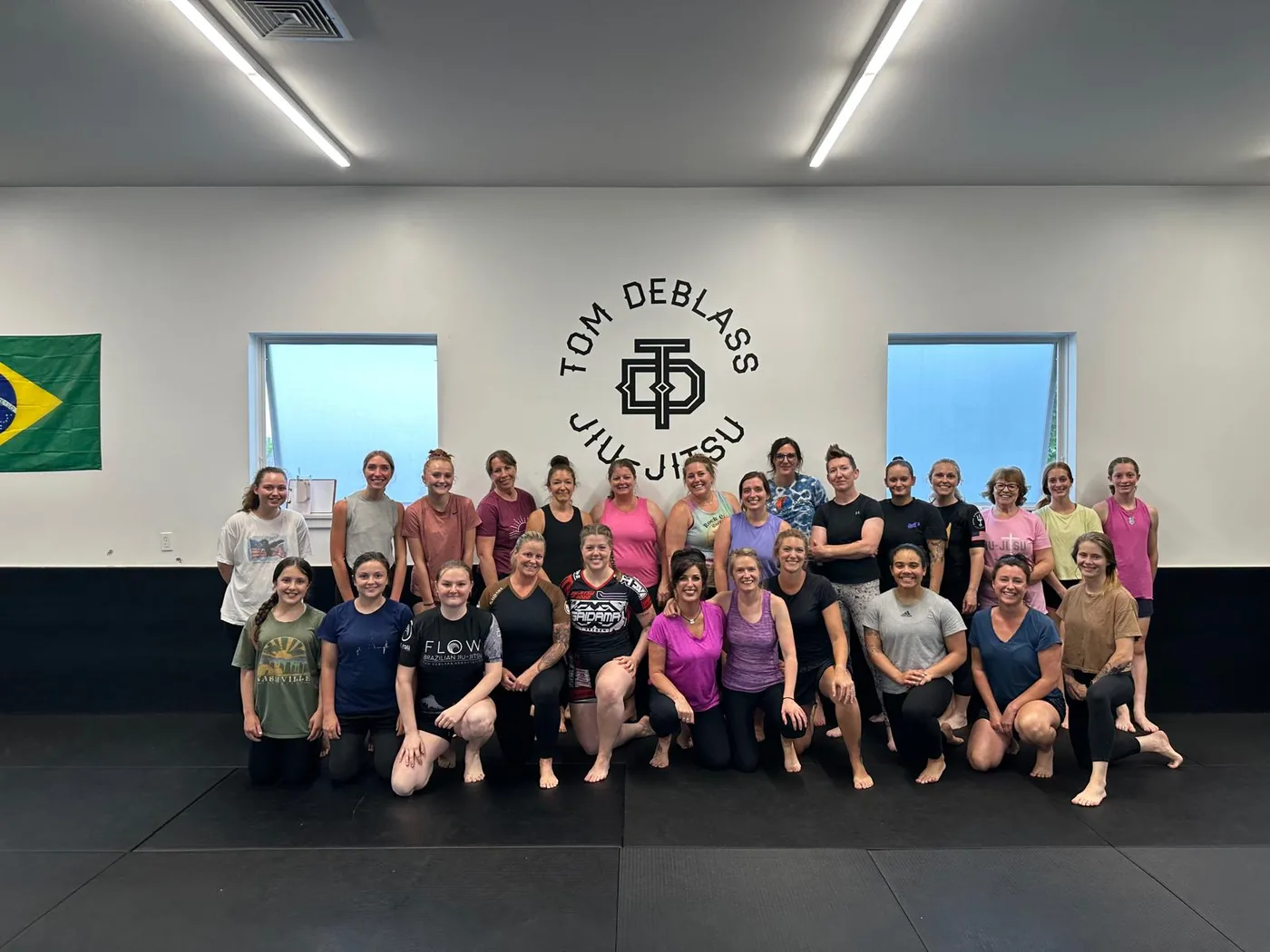 Flow BJJ women's class group photo in Rockland, Maine